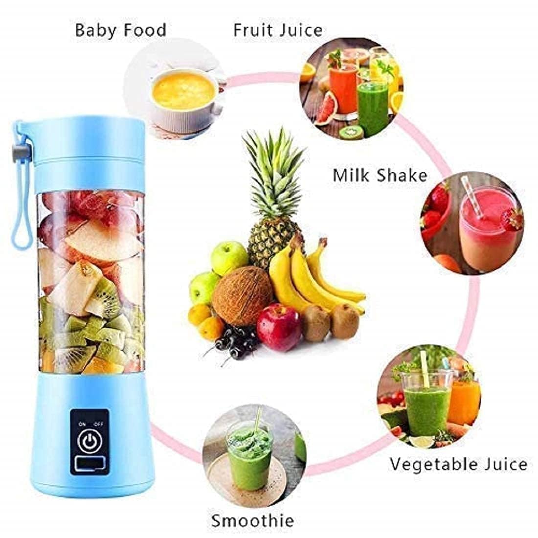 Portable 6-Blade Juicer Blender with Built-In Jar Juice Mixer Bottle